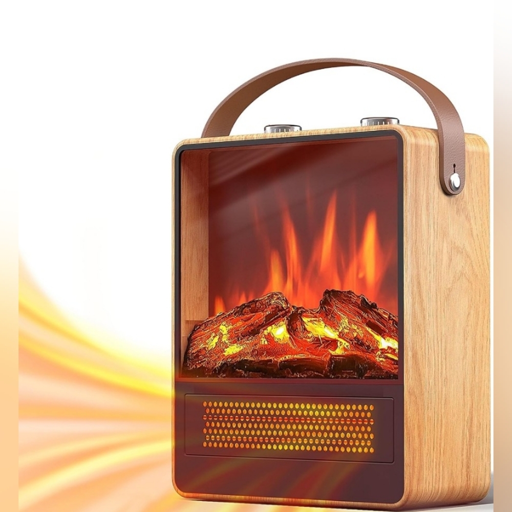 Portable Electric Fireplace Heater with Handle